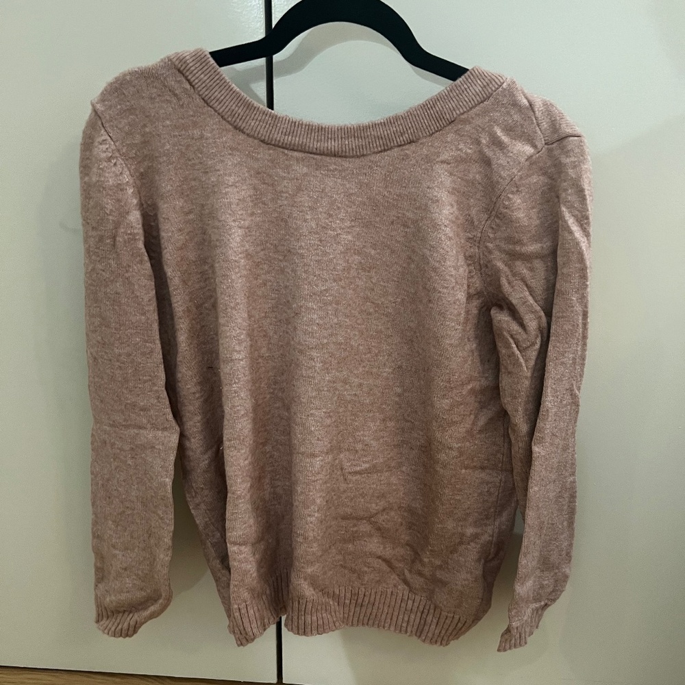 Rose colored open back knit top Size L